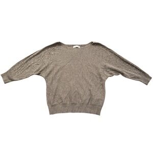 89th & Madison Sweater Womens Medium Gray Embellished Batwing Long Sleeve Winter